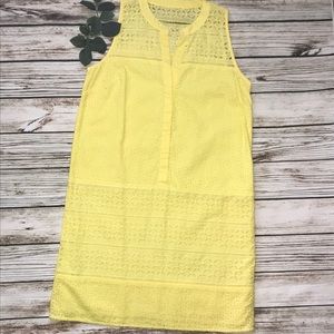 Ann Taylor LOFT summer yellow eyelet dress 4P